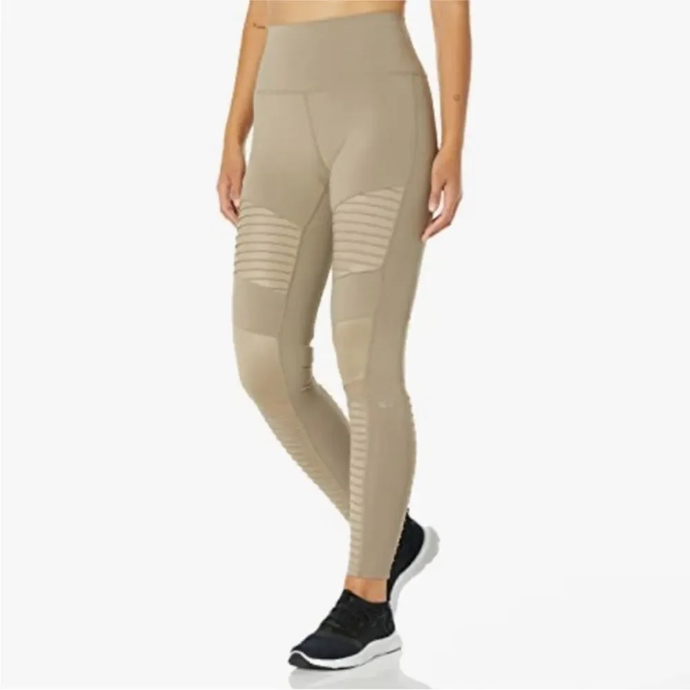 ALO YOGA | Tan Moto High Rise Full Length Leggings Women’s Size Small